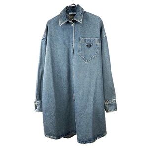 Prada Blue Organic Denim Oversized Shirt/Rare
